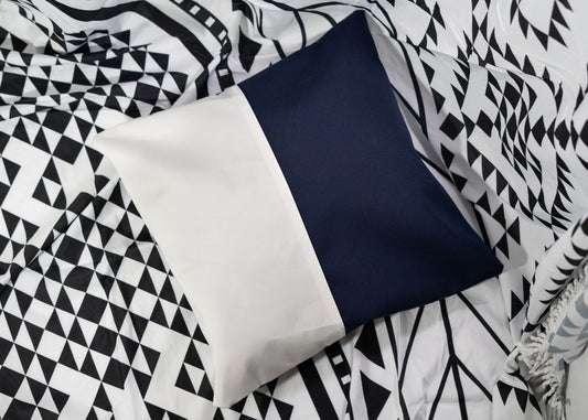 Pair of Recycled Sailcloth Cushion Covers in Navy Blue and White