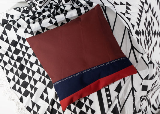 Pair of Recycled Sailcloth Cushion Covers in Red, Navy Blue, Green and White