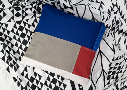 Pair of Recycled Sailcloth Cushion Covers in Blue, Grey, White and Red