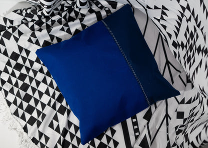 Pair of Recycled Sailcloth Cushion Covers in Blue and Navy Blue