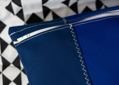 Pair of Recycled Sailcloth Cushion Covers in Blue and Navy Blue