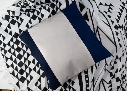 Pair of Recycled Sailcloth Cushion Covers in Navy Blue and White