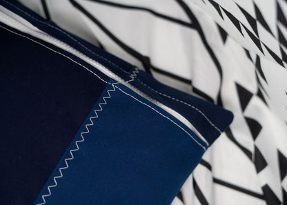 Pair of Recycled Sailcloth Cushion Covers in Blue and Navy Blue