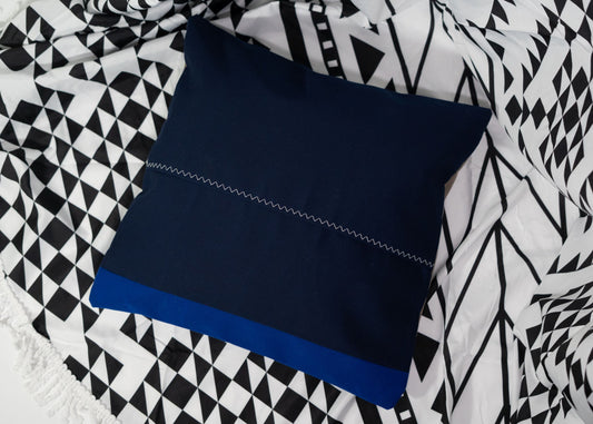 Pair of Recycled Sailcloth Cushion Covers in Navy Blue, Blue and Grey