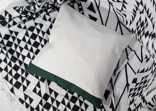 Pair of Recycled Sailcloth Cushion Covers in White and Green