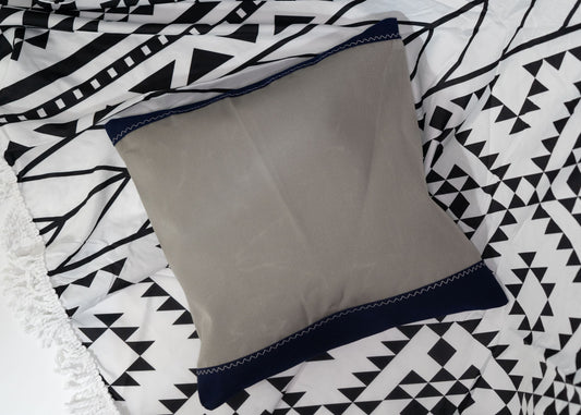 Pair of Recycled Sailcloth Cushion Covers in Grey and Navy Blue