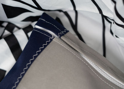 Pair of Recycled Sailcloth Cushion Covers in Grey and Navy Blue