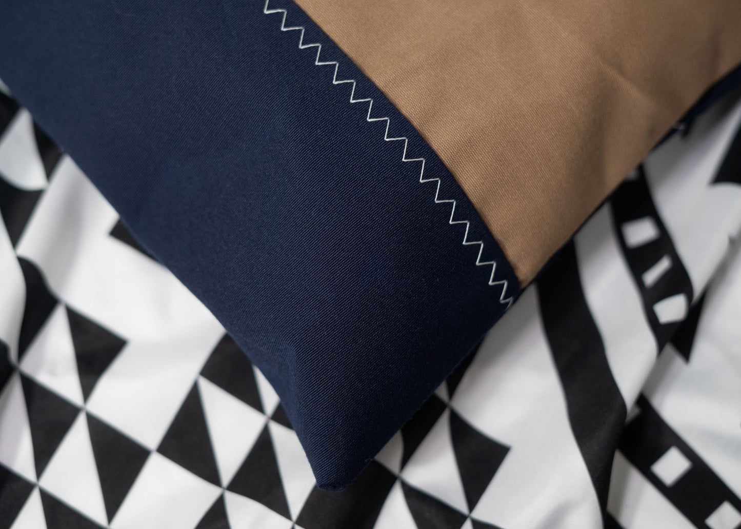 Pair of Recycled Sailcloth Cushion Covers  in Navy Blue and Brown