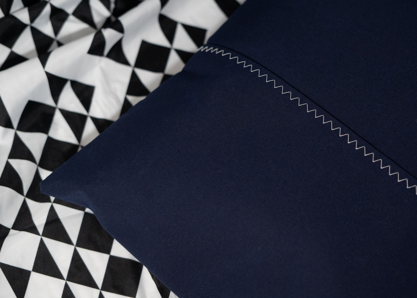 Pair of Recycled Sailcloth Cushion Covers  in Navy Blue and Brown