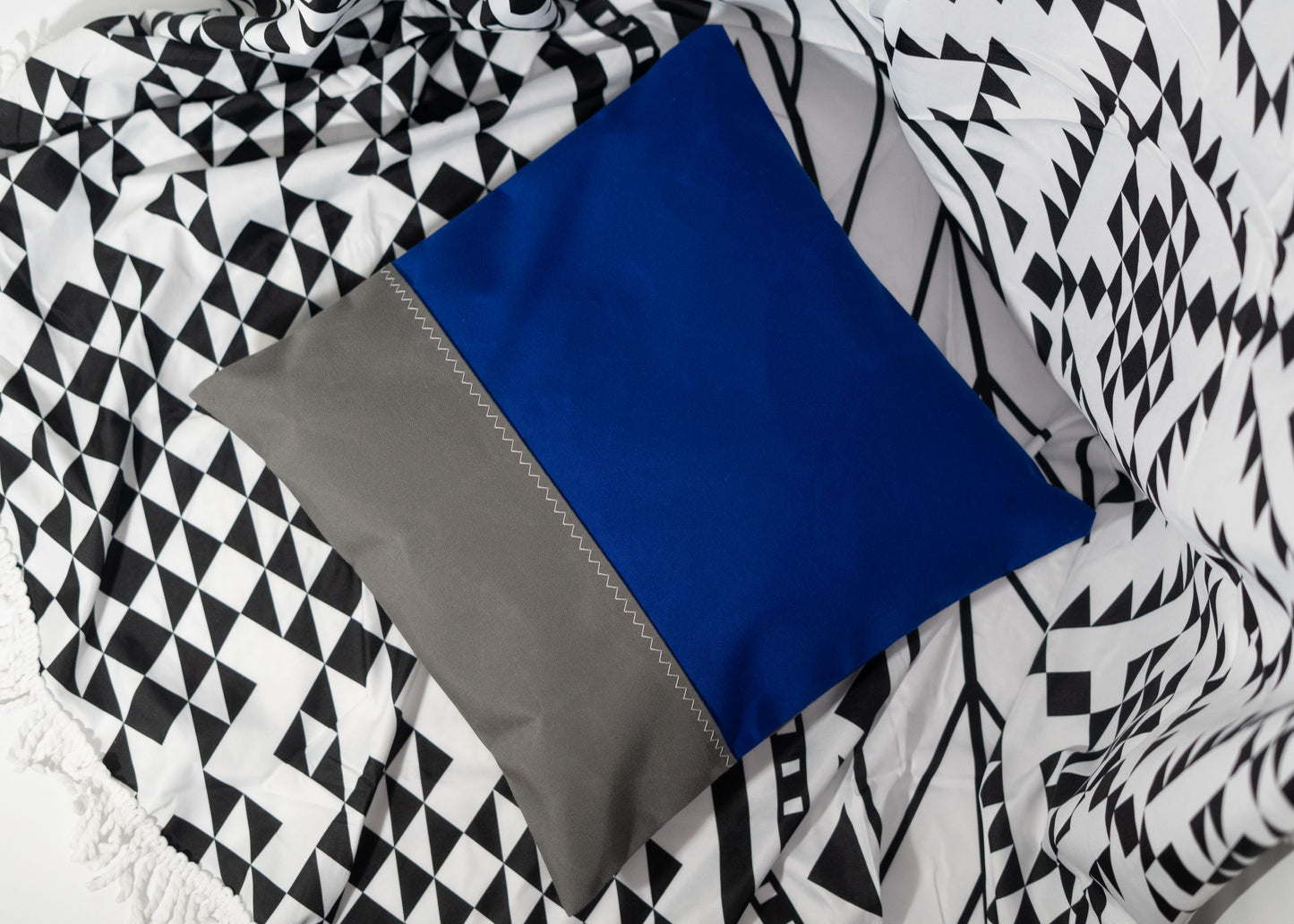 Pair of Recycled Sailcloth Cushion Covers in Blue and Grey