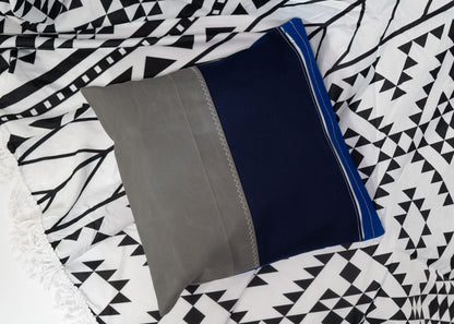 Pair of Recycled Sailcloth Cushion Covers in Blue and Grey