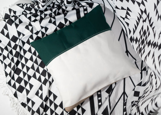 Pair of Recycled Sailcloth Cushion Covers in Green, White and Brown